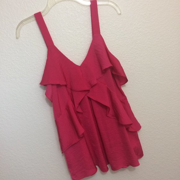 Michael Kors Deep Pink Ruffle Tiered Top - Picture 2 of 10